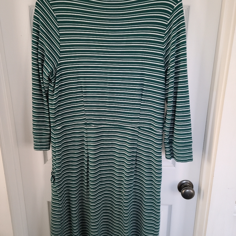 Market & Spruce 1X ponte knit midi dress green & white stripe